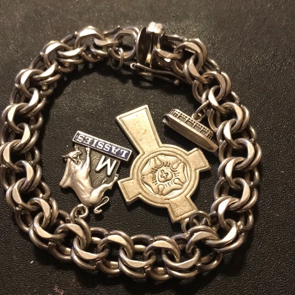 Silver Charm Bracelet with Cross and Lassies Charms - Picture 2 of 13
